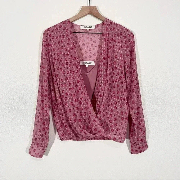 Diane Von Furstenberg Marci Rosa Dot Foxglove Top - Picture 1 of 6